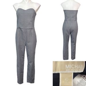 MICHAEL Michael Kors jumpsuit size 10 navy blue white gingham print sleeveless